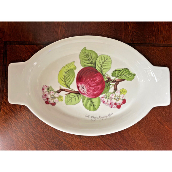 Portmeirion Pomona Hoary Morning Apple 10.25” Oval Baking Serving Dish Handles - Picture 1 of 7